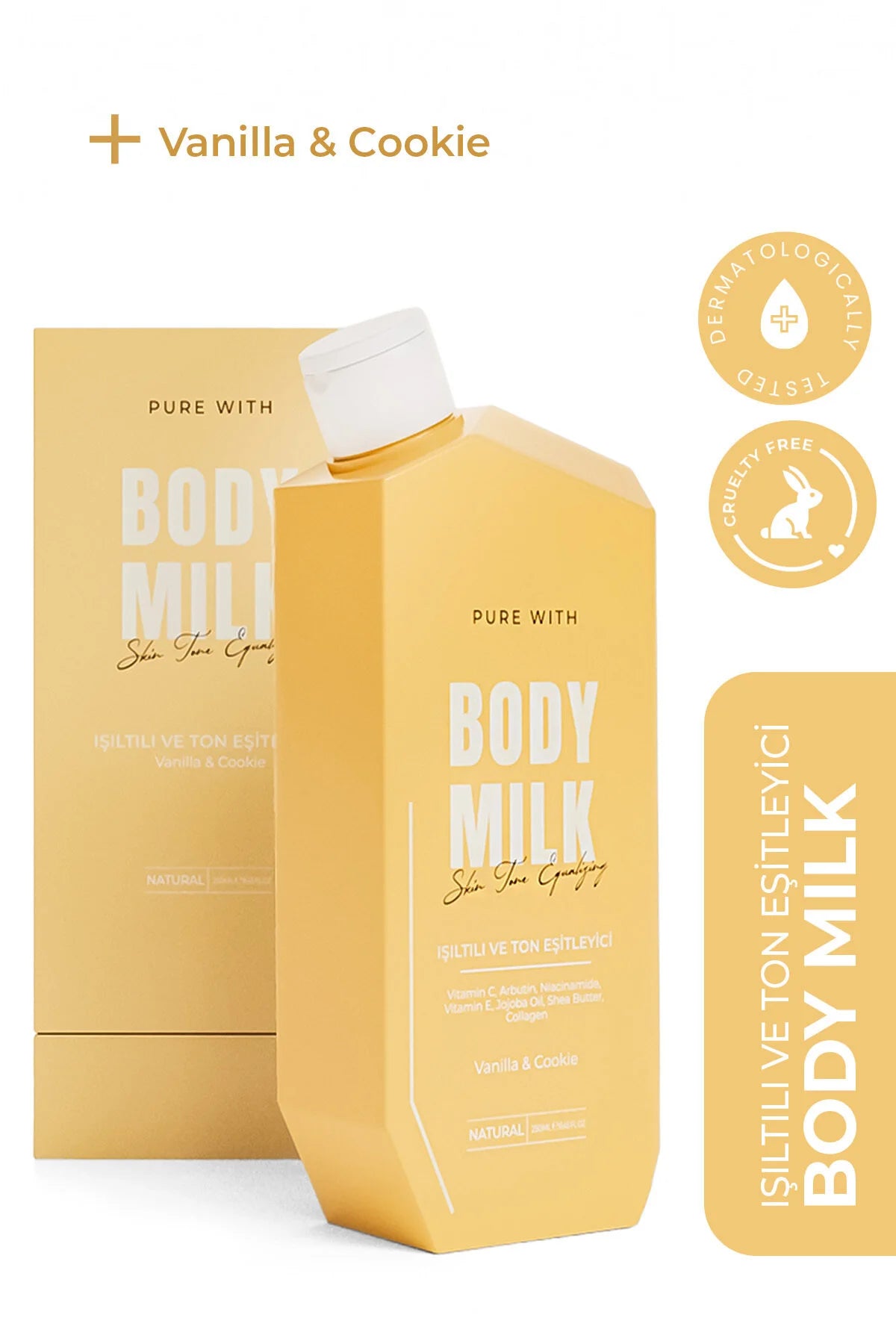 Pure With Vanilya Cookie Aromalı Vücut Sütü Ton Eşitleyici 250 ml