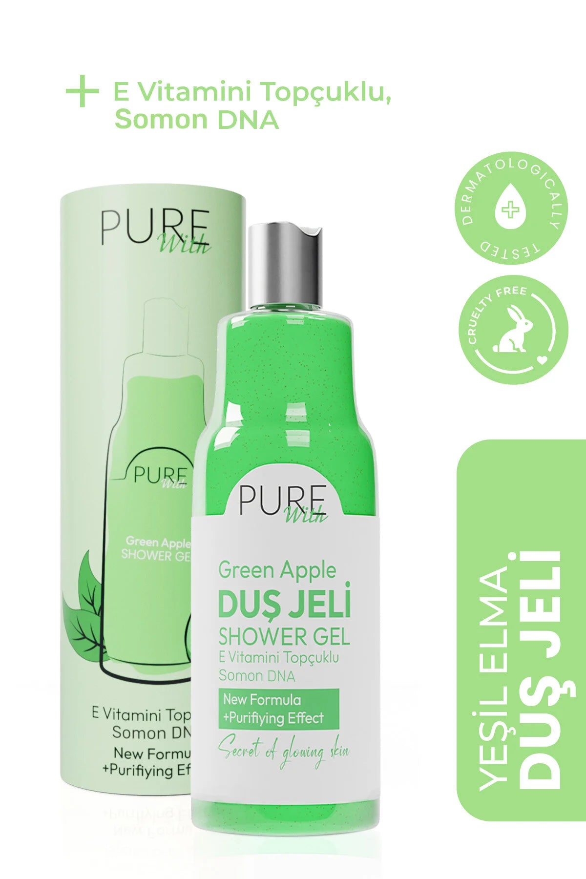 Pure With Yeşil Elmalı Duş Jeli (Vitamin Topçuklu) 400 ml